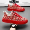 Men Beige Floral Canvas Shoes